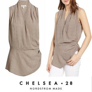 EUC Chelsea28 Sleeveless Button Wrap Tank Blouse, Size L